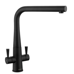 Rangemaster Conical Twin Lever Mono Kitchen Mixer Tap - Matt Black