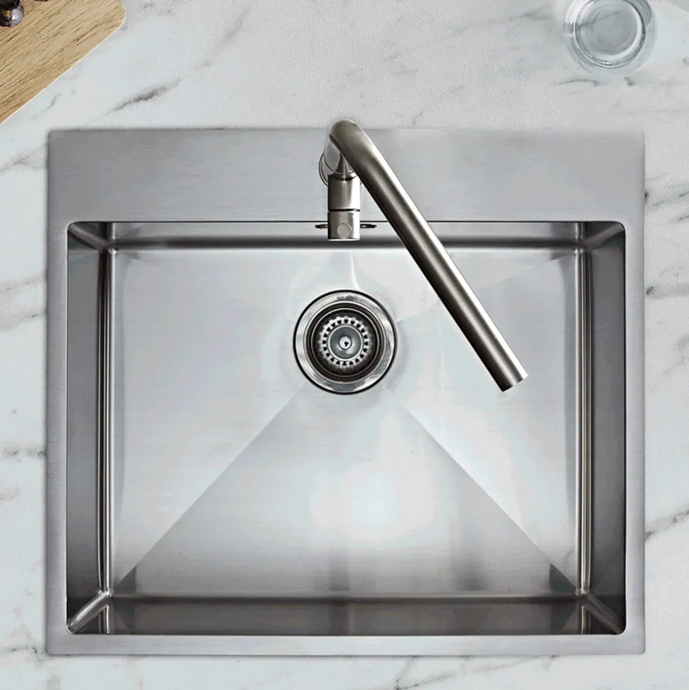 Rangemaster Cosmo 1 Bowl Stainless Steel Inset Kitchen Sink & Waste Kit - 600 x 515mm