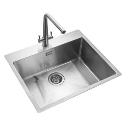 Rangemaster Cosmo 1 Bowl Stainless Steel Inset Kitchen Sink & Waste Kit - 600 x 515mm