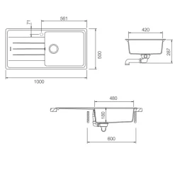 Rangemaster Elements 1 Bowl Igneous Granite Composite Kitchen Sink & Waste Kit - 1000 x 500mm