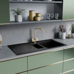 Rangemaster Elements 1.5 Bowl Igneous Granite Composite Kitchen Sink & Waste Kit - 1000 x 500mm