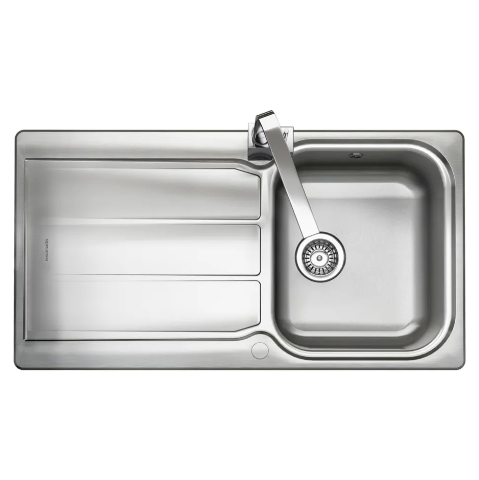 Rangemaster Glendale 1 Bowl Brushed Stainless Steel Sink & Waste Kit with Reversible Drainer - 950 x 508mm