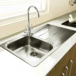 Rangemaster Glendale Single Bowl Stainless Steel Kitchen Sink & Vellamo Revolve Monobloc Mixer Tap