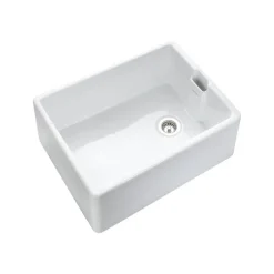 Rangemaster Grange Belfast 1 Bowl Gloss White Fireclay Ceramic Kitchen Sink & Waste - 595 x 455mm