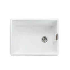 Rangemaster Grange Belfast 1 Bowl Gloss White Fireclay Ceramic Kitchen Sink & Waste - 595 x 455mm