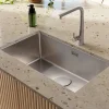 Rangemaster Kube 1 Bowl Brushed Stainless Steel Inset/Undermount Sink & Waste Kit - 740 x 440mm