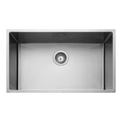 Rangemaster Kube 1 Bowl Brushed Stainless Steel Inset/Undermount Sink & Waste Kit - 740 x 440mm