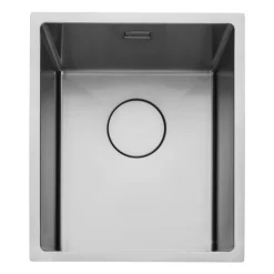 Rangemaster Kube 1 Bowl Brushed Stainless Steel Inset/Undermount Sink & Waste Kit - 380 x 440mm