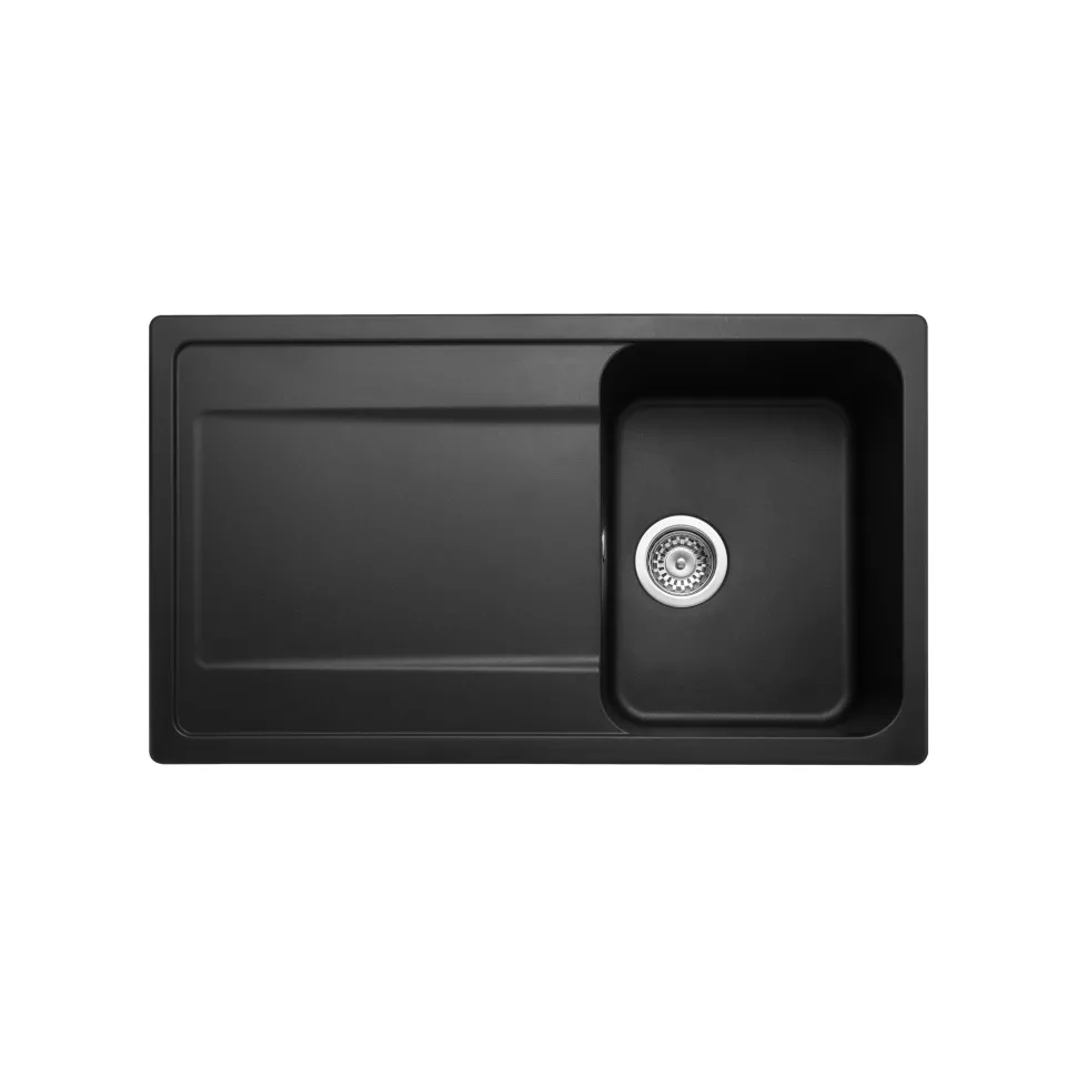 Rangemaster Loa 1 Bowl Igneous Granite Kitchen Sink with Reversible Drainer & Waste Kit - 860 x 500mm