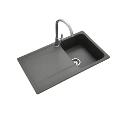 Rangemaster Loa 1 Bowl Igneous Granite Kitchen Sink with Reversible Drainer & Waste Kit - 860 x 500mm