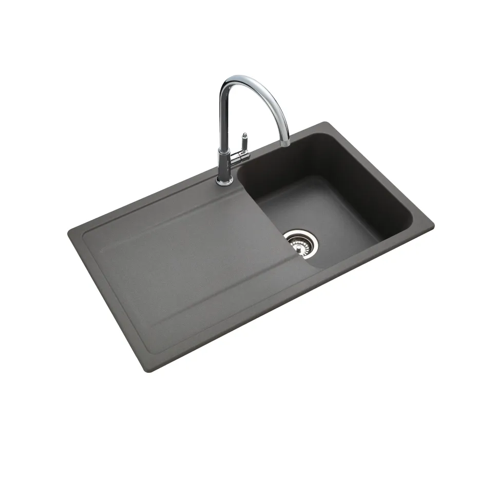 Rangemaster Loa 1 Bowl Igneous Granite Kitchen Sink with Reversible Drainer & Waste Kit - 860 x 500mm