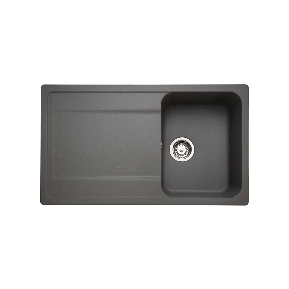 Rangemaster Loa 1 Bowl Igneous Granite Kitchen Sink with Reversible Drainer & Waste Kit - 860 x 500mm