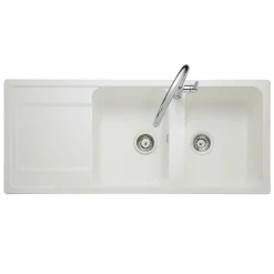 Rangemaster Loa 2 Bowl Igneous Granite Kitchen Sink with Reversible Drainer & Waste Kit - 1160 x 500mm