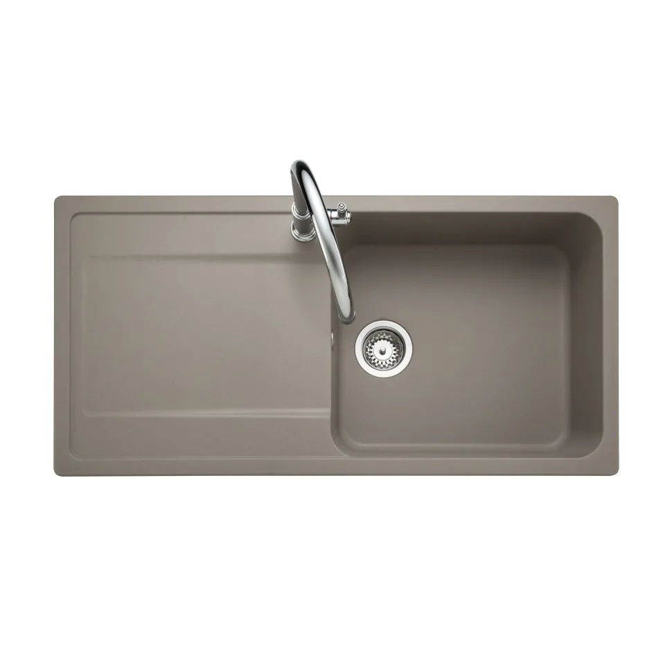 Rangemaster Loa 1 Bowl Igneous Granite Kitchen Sink with Reversible Drainer & Waste Kit - 1000 x 500mm