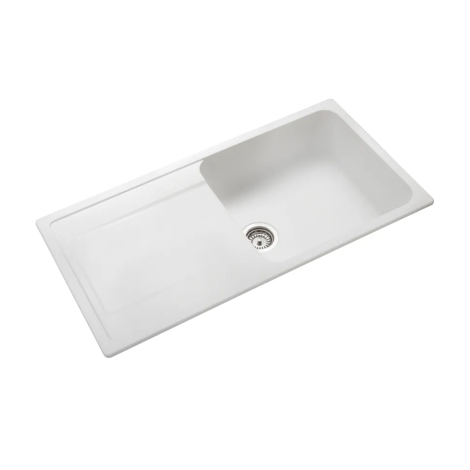 Rangemaster Loa 1 Bowl Igneous Granite Kitchen Sink with Reversible Drainer & Waste Kit - 1000 x 500mm