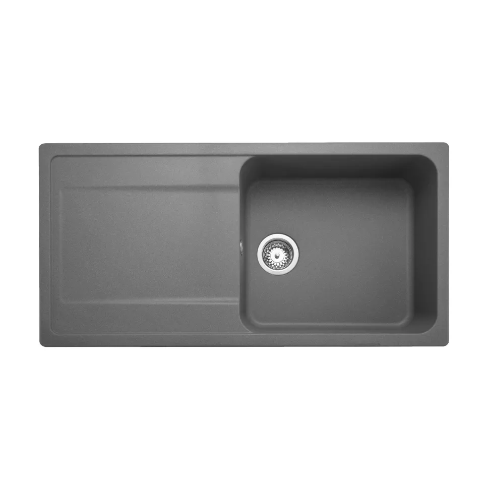 Rangemaster Loa 1 Bowl Igneous Granite Kitchen Sink with Reversible Drainer & Waste Kit - 1000 x 500mm