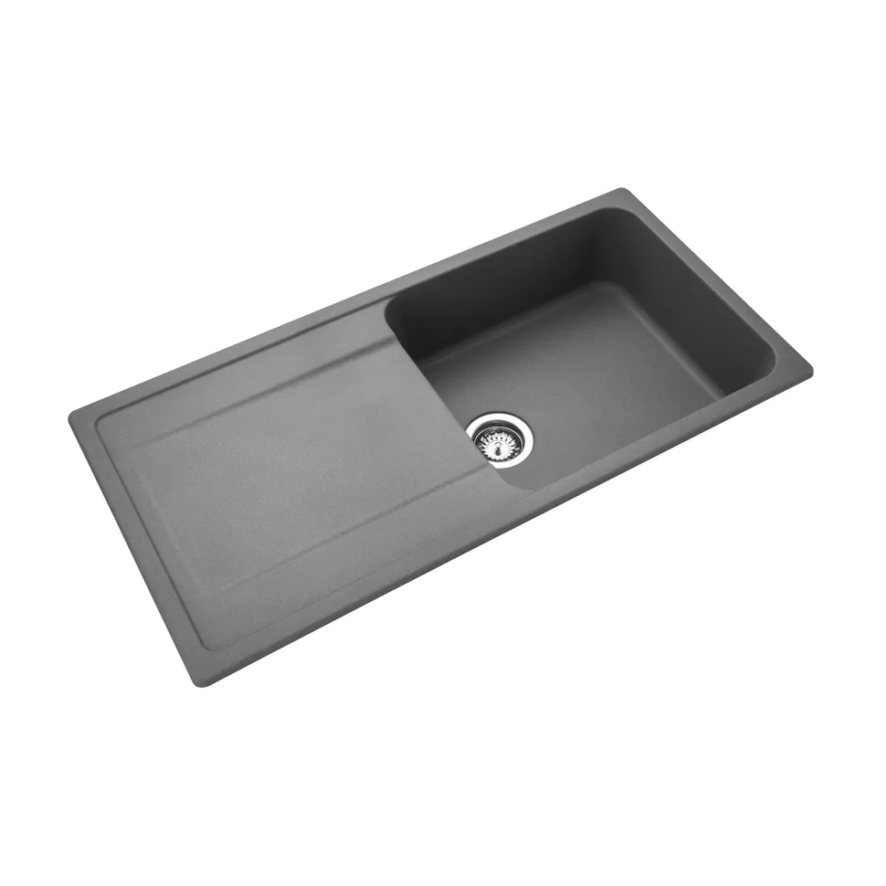 Rangemaster Loa 1 Bowl Igneous Granite Kitchen Sink with Reversible Drainer & Waste Kit - 1000 x 500mm