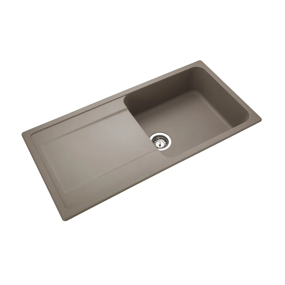 Rangemaster Loa 1 Bowl Igneous Granite Kitchen Sink with Reversible Drainer & Waste Kit - 1000 x 500mm
