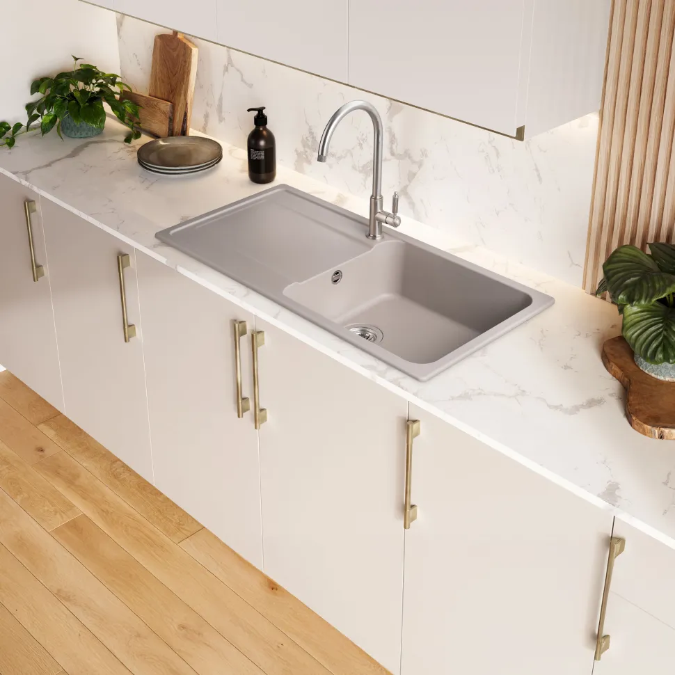 Rangemaster Loa 1 Bowl Igneous Granite Kitchen Sink with Reversible Drainer & Waste Kit - 1000 x 500mm