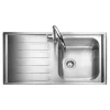 Rangemaster Manhattan 1 Bowl Brushed Stainless Steel Sink & Waste Kit with Left Hand Drainer - 1010 x 515mm