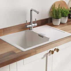 Rangemaster Mayon Ultra Compact 1 Bowl Igneous Granite Kitchen sink & Waste Kit with Reversible Drainer - 690 x 510mm
