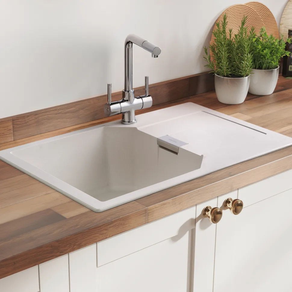 Rangemaster Mayon Ultra Compact 1 Bowl Igneous Granite Kitchen sink & Waste Kit with Reversible Drainer - 690 x 510mm