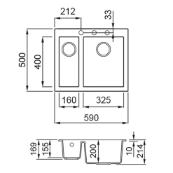 Rangemaster Oridian Inset 1.5 Bowl Igneous Granite Composite Kitchen Sink & Waste Kit - 590 x 500mm