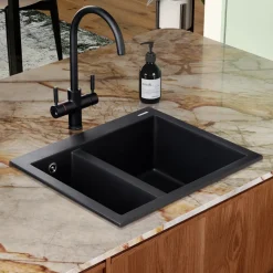 Rangemaster Oridian Inset 1.5 Bowl Igneous Granite Composite Kitchen Sink & Waste Kit - 590 x 500mm