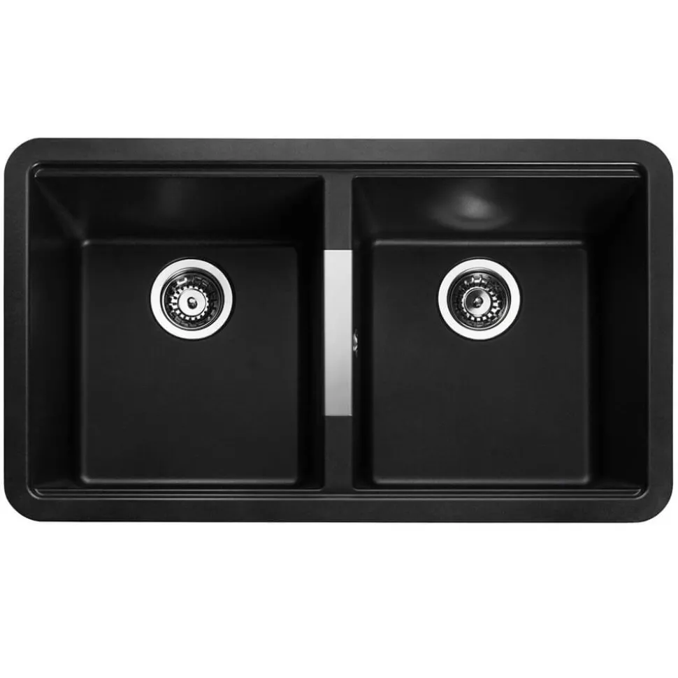 Rangemaster Paragon 2 Bowl Granite Composite Undermount Kitchen Sink & Waste Kit - 824 x 481mm