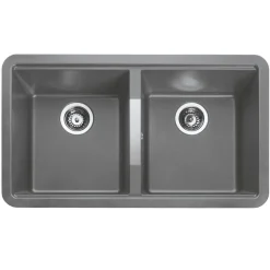 Rangemaster Paragon 2 Bowl Granite Composite Undermount Kitchen Sink & Waste Kit - 824 x 481mm