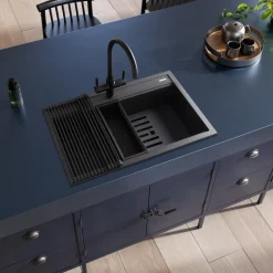 Rangemaster Prato Inset 1 Bowl Igneous Granite Composite Kitchen Sink & Waste Kit - 790 x 510mm