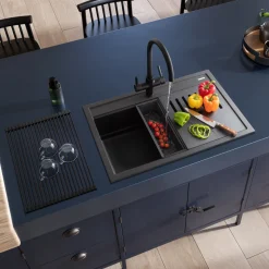 Rangemaster Prato Inset 1 Bowl Igneous Granite Composite Kitchen Sink & Waste Kit - 790 x 510mm