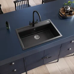 Rangemaster Prato Inset 1 Bowl Igneous Granite Composite Kitchen Sink & Waste Kit - 790 x 510mm