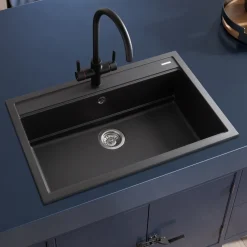 Rangemaster Prato Inset 1 Bowl Igneous Granite Composite Kitchen Sink & Waste Kit - 790 x 510mm