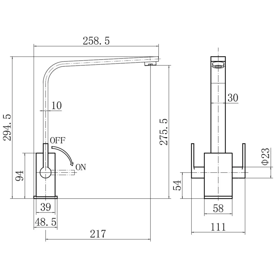 Rangemaster Quadrant Dual Lever Contemporary Monobloc Kitchen Sink Mixer Tap