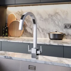 Rangemaster Quadrant Twin Lever Monobloc Kitchen Mixer Tap