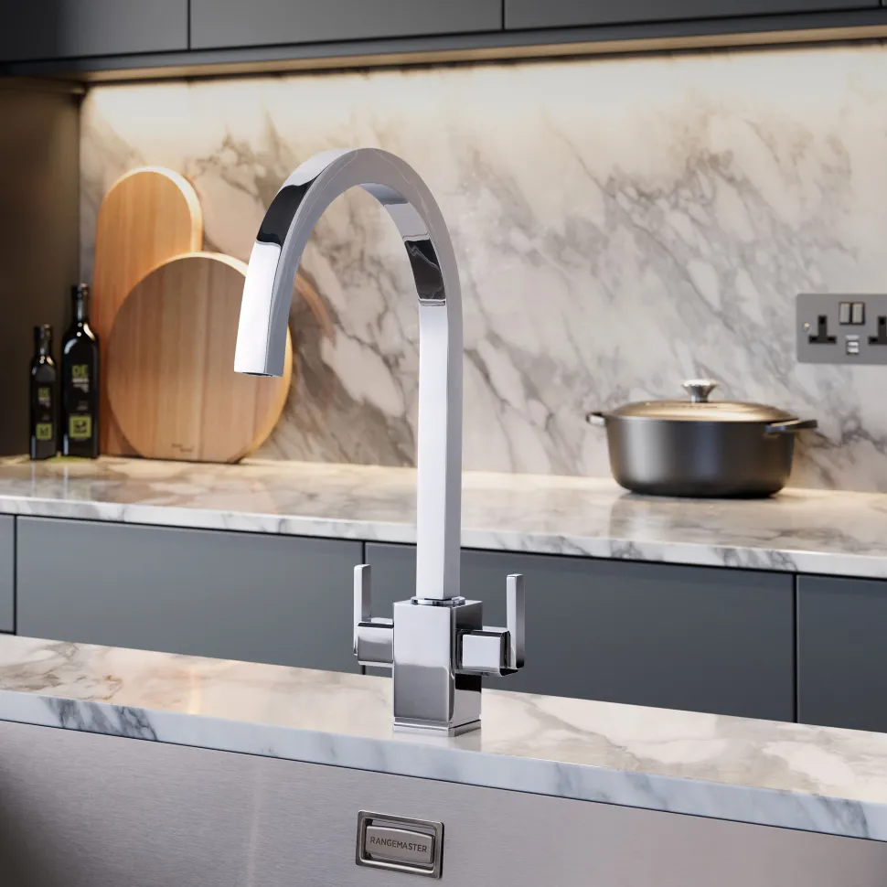 Rangemaster Quadrant Twin Lever Monobloc Kitchen Mixer Tap