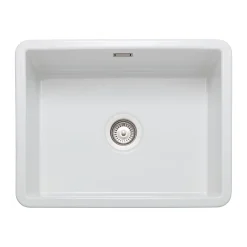 Rangemaster Rustique 1 Bowl Inset/Undermount Fireclay White Ceramic Kitchen Sink & Waste Kit - 598 x 462mm