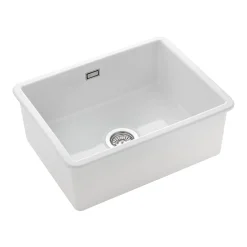 Rangemaster Rustique 1 Bowl Inset/Undermount Fireclay White Ceramic Kitchen Sink & Waste Kit - 598 x 462mm