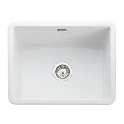 Rangemaster Rustique 1 Bowl Inset/Undermount Fireclay White Ceramic Kitchen Sink & Waste Kit - 557 x 430 mm