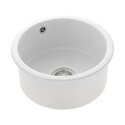 Rangemaster Rustique 1 Bowl Inset/Undermount Fireclay White Ceramic Kitchen Sink & Waste Kit - 445 x445mm