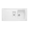 Rangemaster Tenby 1.5 Bowl Gloss White Fireclay Ceramic Kitchen Sink & Waste with Reversible Drainer - 995 x 497mm