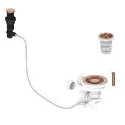 Regency Copper Presto Automatic Waste Kit for Thomas Denby 1.5 Bowl Ceramic Kitchen Sinks