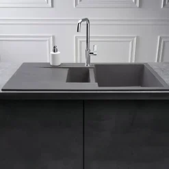 Reginox Amsterdam 1.5 Bowl Granite Composite Kitchen Sink & Waste Kit with Reversible Drainer - 1000 x 500mm