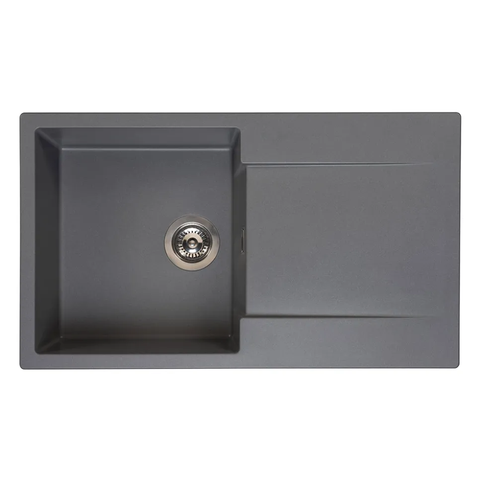 Reginox Amsterdam Compact Single Bowl Granite Composite Kitchen sink & Waste Kit with Reversible Drainer - 860 x 500mm