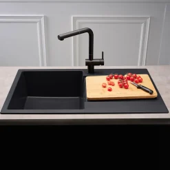 Reginox Amsterdam Compact Single Bowl Granite Composite Kitchen sink & Waste Kit with Reversible Drainer - 860 x 500mm