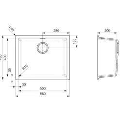 Reginox Amsterdam 50 Single Bowl Granite Composite Inset / Undermount Kitchen Sink & Waste Kit - 560 x 460mm