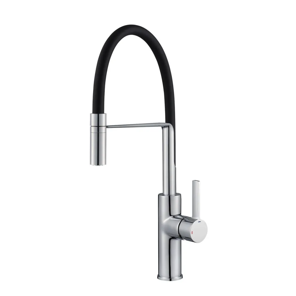 Reginox Aurora Single Lever Chrome & Black Pull Out Mono Kitchen Mixer Tap