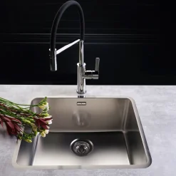 Reginox Aurora Single Lever Chrome & Black Pull Out Mono Kitchen Mixer Tap