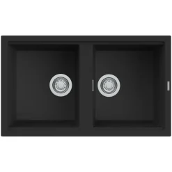 Reginox Best Double Bowl Granite Kitchen Sink & Waste Kit - 860 x 510mm